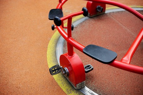 Polyurethane bonded rubber for playground equipment